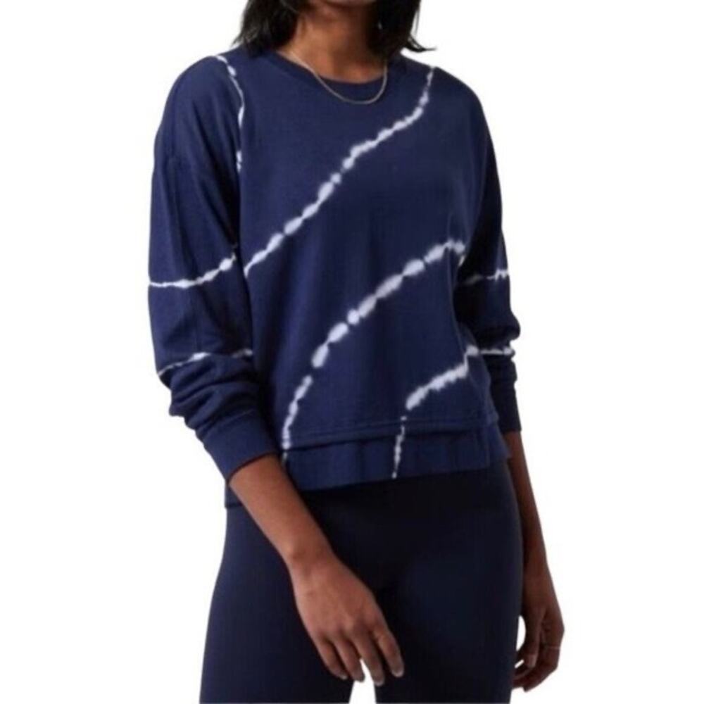 Athleta Sundown Sweatshirt II Eclipse Blue Tie-dye Pattern Size XXS